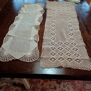 2 tatting furniture scarves